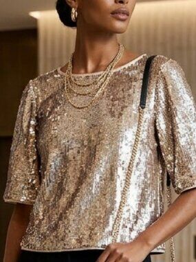 J. Crew Rose Gold Sequin Crop Top Size 4P
